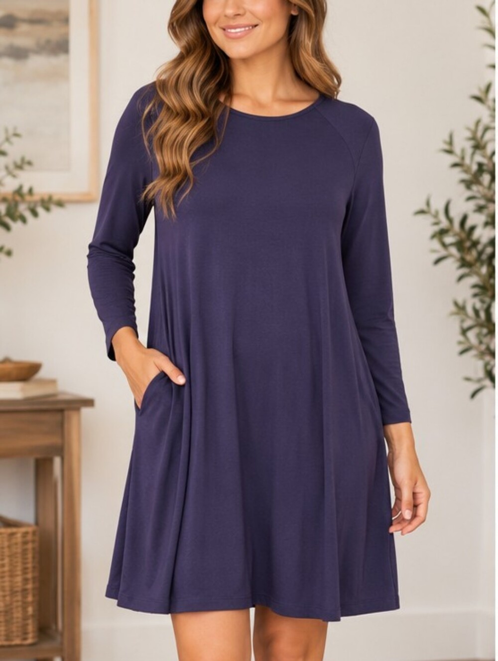 Time and Tru Long Sleeve Shift Dress — Size L (12–14)